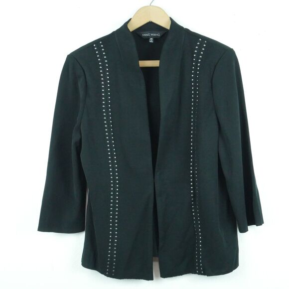 Ming Wang Jackets & Blazers - Ming Wang XS Jacket Knit Blazer Black Studded Artsy Elegant Career Office Modern